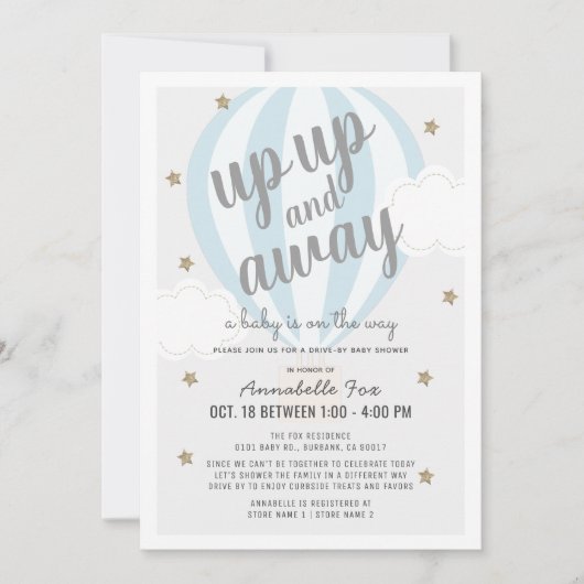 Invitation Remontez le ballon à air chaud Drive by Blue Showe (Devant)