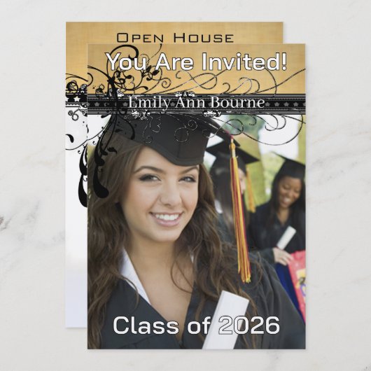 Invitation Remous-Changement élégant génial noir à l'année en (Devant / Derrière)