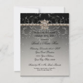 Invitation Remous octogonaux de diamant de Bling d'argent de (Dos)