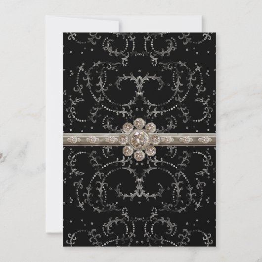 Invitation Remous octogonaux de diamant de Bling d'argent de (Devant)