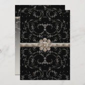 Invitation Remous octogonaux de diamant de Bling d'argent de (Devant / Derrière)