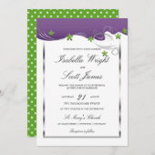 Invitation Remous pourpre et mariage vert de conception (Devant / Derrière)