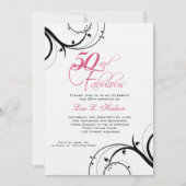 Invitation Remous roses cinquantième de noir et fabuleux ! (Devant)