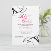 Invitation Remous roses cinquantième de noir et fabuleux ! (Debout devant)