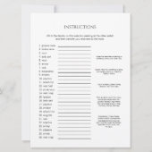 Invitation Remplir dans le jeu de Fête des mariées d'histoire (Dos)