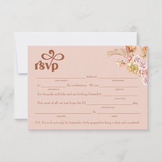 Invitation Remplir dans le vide avec demande de chanson Boîti (Devant)