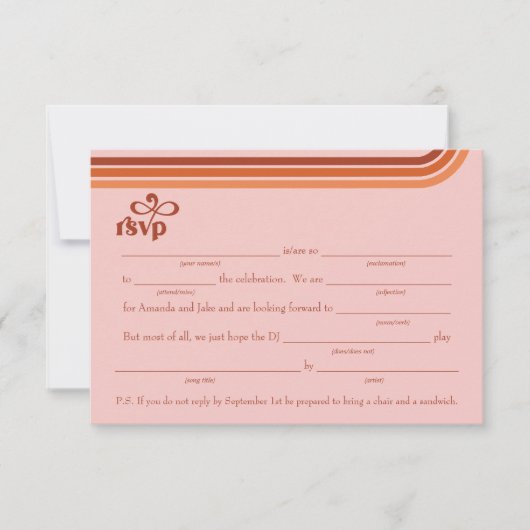 Invitation Remplir dans le vide avec demande de chanson RSVP (Devant)