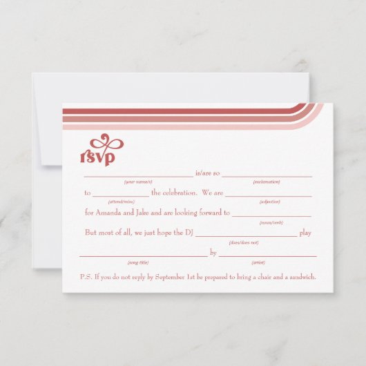 Invitation Remplir dans le vide avec demande de chanson RSVP  (Devant)