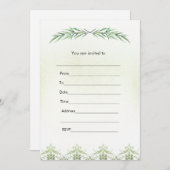 Invitation Remplir la branche de verdure d'invitation aquarel (Devant / Derrière)