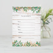Invitation Remplir la verdure d'invitation aquarelle rustique (Debout devant)