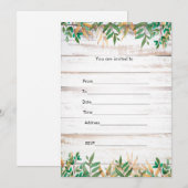 Invitation Remplir la verdure d'invitation aquarelle rustique (Devant / Derrière)