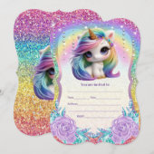 Invitation Remplir l'invitation de licorne (Devant / Derrière)