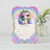 Invitation Remplir l'invitation de licorne (Debout devant)