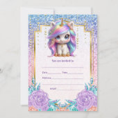 Invitation Remplir l'invitation de licorne (Devant)