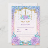 Invitation Remplir l'invitation de licorne (Devant)