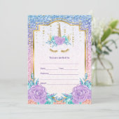 Invitation Remplir l'invitation de licorne (Debout devant)