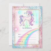 Invitation Remplir l'invitation de licorne (Devant)