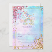 Invitation Remplir l'invitation de licorne (Devant)