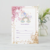 Invitation Remplir l'invitation de licorne (Debout devant)