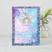 Invitation Remplir l'invitation de licorne (Debout devant)