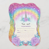 Invitation Remplir l'invitation de licorne (Devant / Derrière)