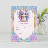 Invitation Remplir l'invitation Unicorn (Debout devant)