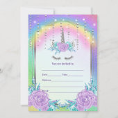 Invitation Remplir l'invitation Unicorn (Devant)