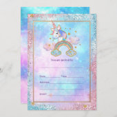 Invitation Remplir l'invitation Unicorn (Devant / Derrière)