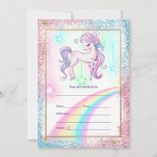 Invitation Remplir l'invitation Unicorn (Devant)