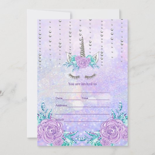 Invitation Remplir l'invitation Unicorn (Devant)