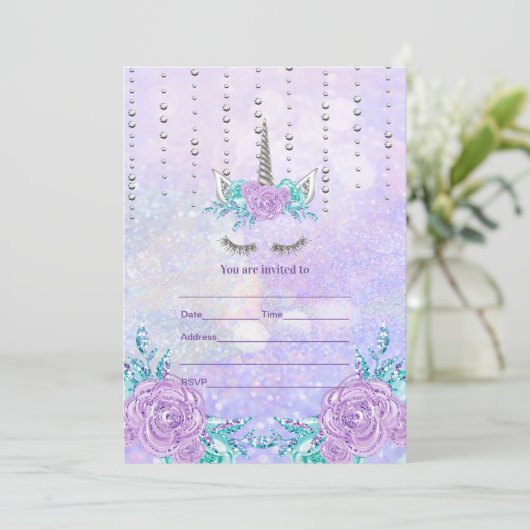 Invitation Remplir l'invitation Unicorn (Debout devant)