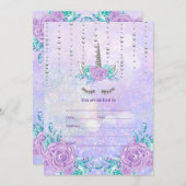 Invitation Remplir l'invitation Unicorn (Devant / Derrière)