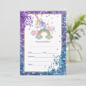 Invitation Remplir l'invitation Unicorn (Debout devant)
