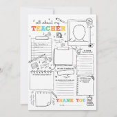 Invitation Remplir tout en blanc À propos de mon enseignant F (Devant)