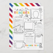 Invitation Remplir tout en blanc À propos de mon enseignant F (Devant / Derrière)