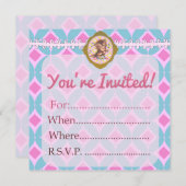 Invitation Remplissage Cute Rétro Kitty Vide Personnalisé - (Devant / Derrière)