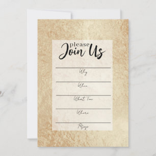 Invitation Remplissage de l'huile d'or dans le vide