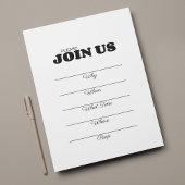 Invitation Remplissage manuscrit Multi-usage Noir Typographie