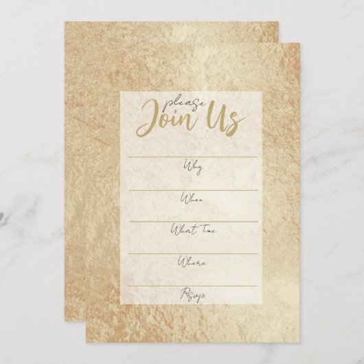 Invitation Remplissez le fond d'or dans l'invitation vide (Devant / Derrière)