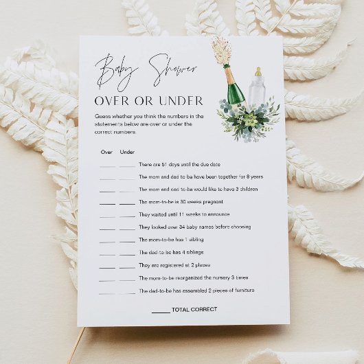 Invitation REMY Baby Over or Under Baby shower Game Card