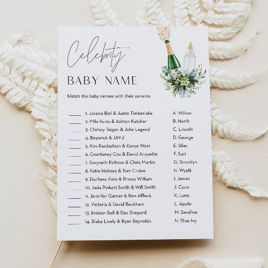 Invitation REMY Celebrity Baby Name Jeu - Bouteilles Poppin