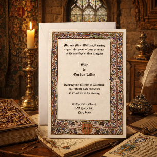 Invitation Renaissance 1475 Médiéval Mariage Enluminé