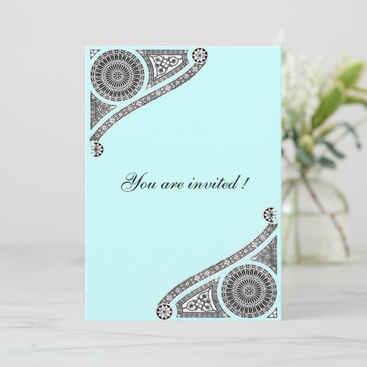 Invitation RENAISSANCE, bleu aqua (Debout devant)