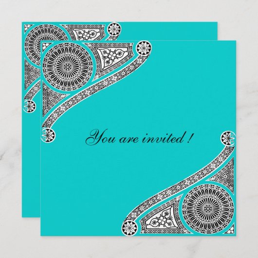 Invitation RENAISSANCE, Bleu Aqua, Turquoise (Devant / Derrière)