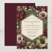 Invitation Renaissance Bourgeonneuse Mariage Marron (Devant / Derrière)