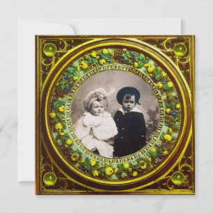 INVITATION RENAISSANCE FLORENTINE FRUITS NOIR ORANGE DAMASK