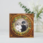 INVITATION RENAISSANCE FLORENTINE FRUITS NOIR ORANGE DAMASK (Debout devant)