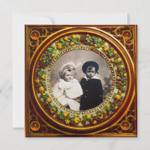 INVITATION RENAISSANCE FLORENTINE FRUITS NOIR ORANGE DAMASK