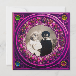 INVITATION RENAISSANCE FLORENTINE FRUITS ROSE NOIR DAMASK