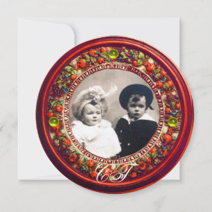 INVITATION RENAISSANCE FLORENTINE ROUGE MONOGRAMME DE LA COUR